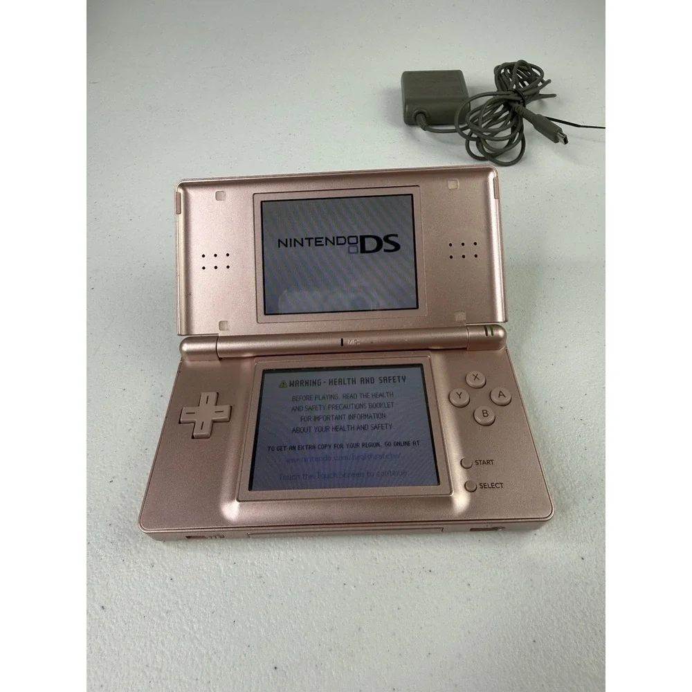 Nintendo DS Lite Metallic Rose Bundle - Games + Charger
